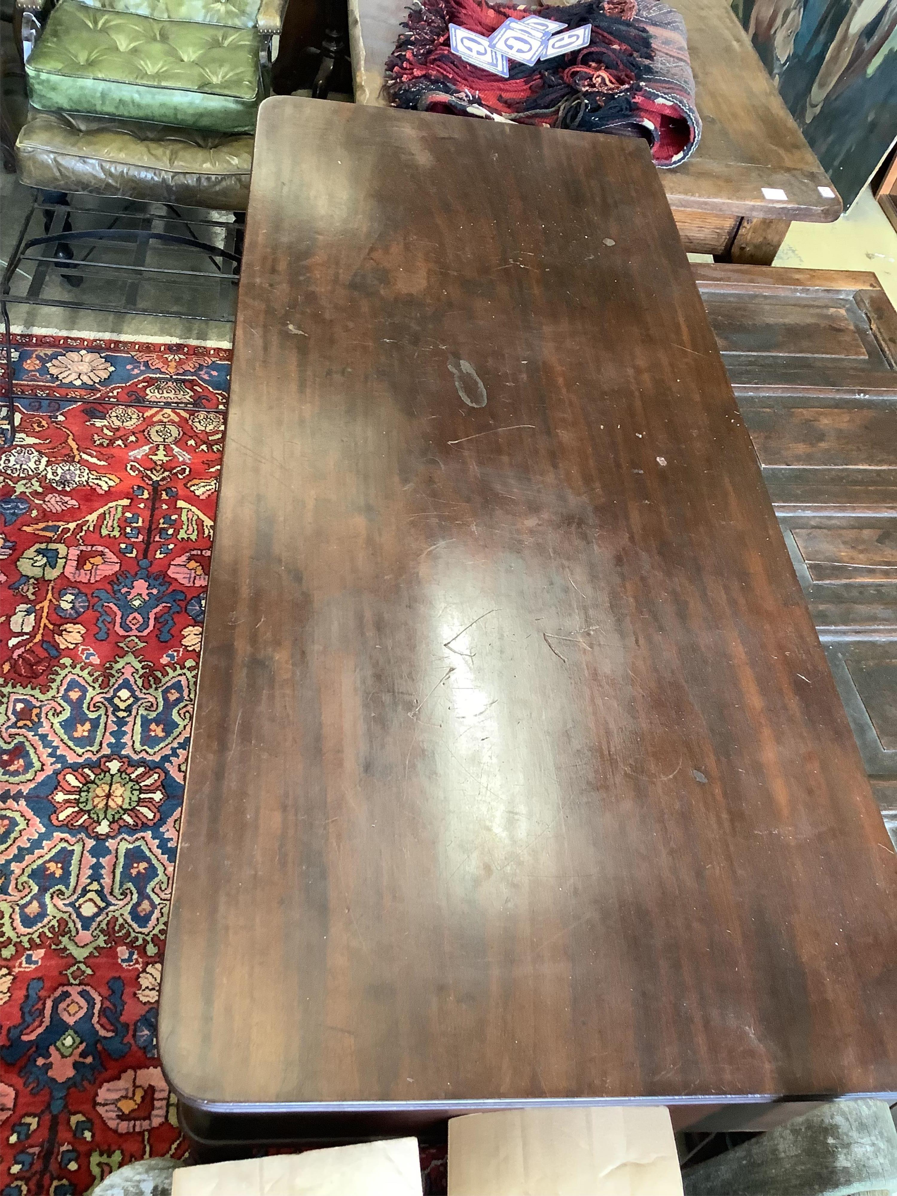 A Regency mahogany three drawer serving table, width 152cm, depth 65cm, height 85cm